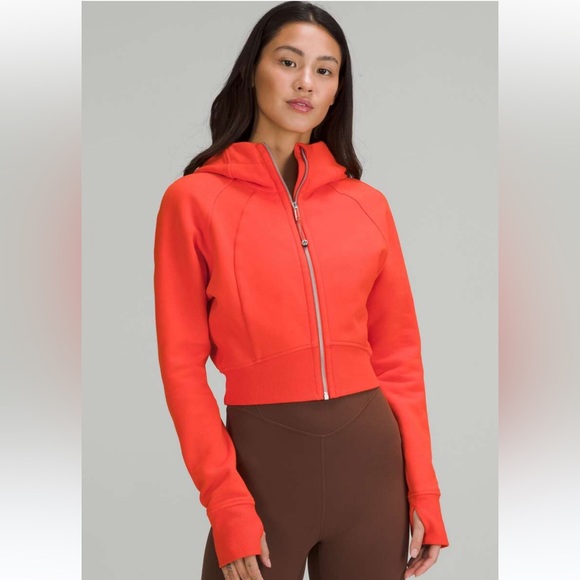 lululemon athletica Jackets & Blazers - lululemon athletica Jacket Lululemon Scuba Full-Zip Cropped Hoodie Solar Orange